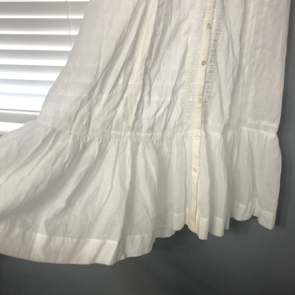 Reformation Oxford Sheer Lace Short Sleeve Button Front Maxi Dress in White - Picture 8 of 15